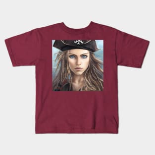 Female Pirate Captain Kids T-Shirt